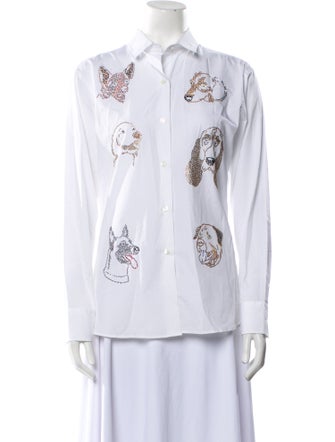 Libertine Graphic Print Long Sleeve Button-Up Top