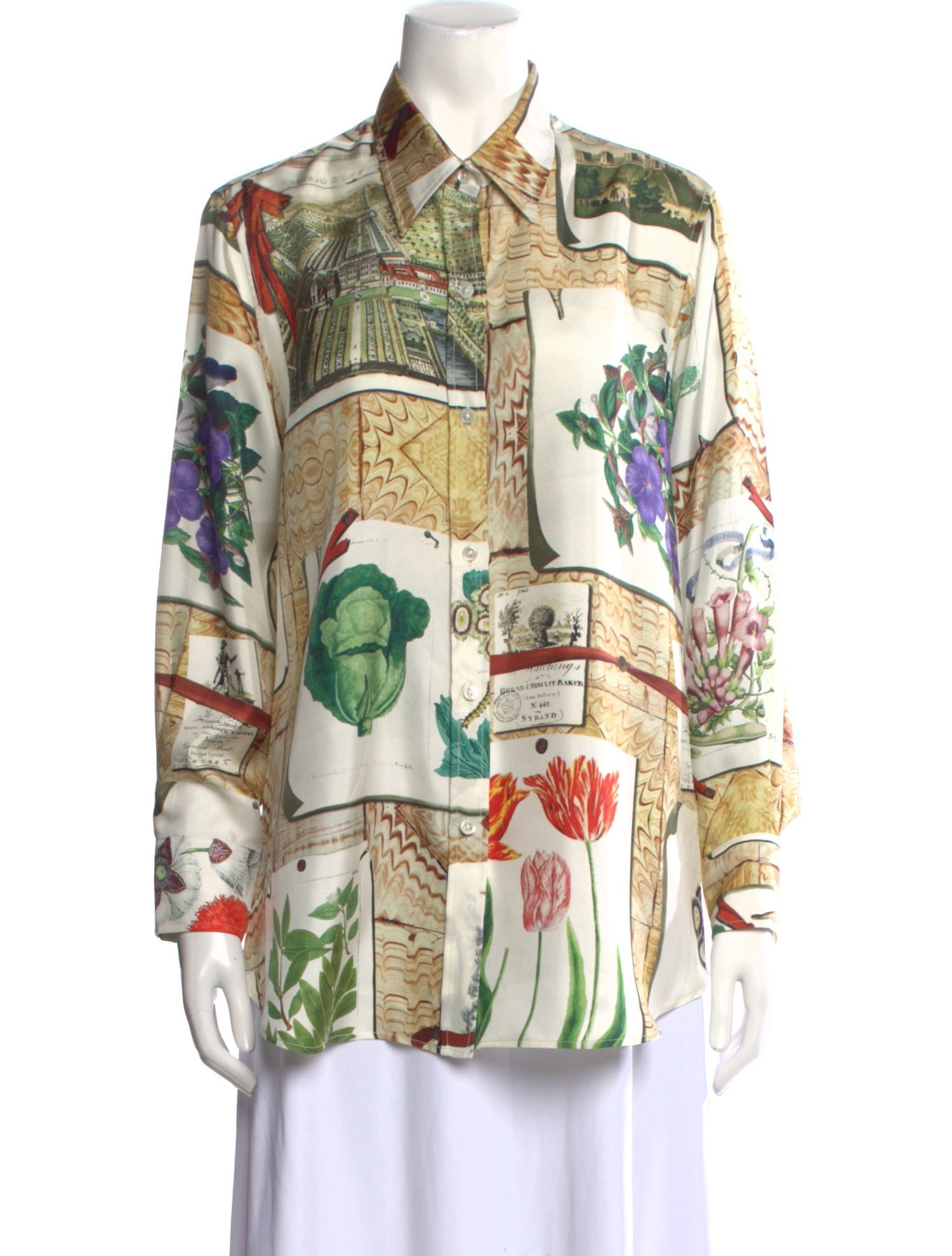 Libertine Printed Long Sleeve Button-Up Top