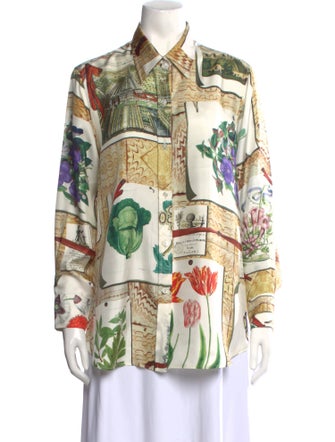 Libertine Printed Long Sleeve Button-Up Top