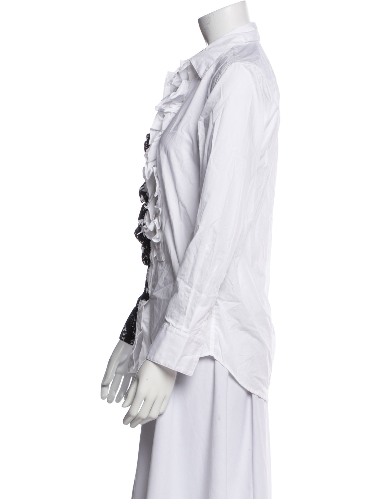 Libertine Lace Pattern Long Sleeve Button-Up Top