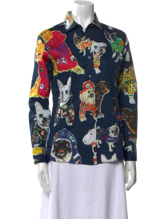 Libertine Printed Long Sleeve Button-Up Top