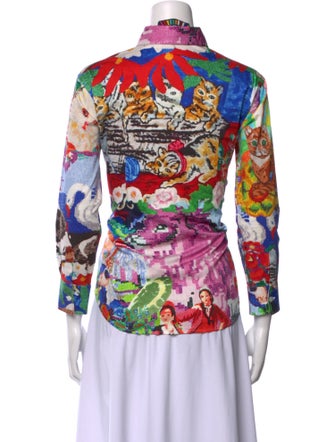 Libertine Printed Three-Quarter Sleeve Button-Up Top