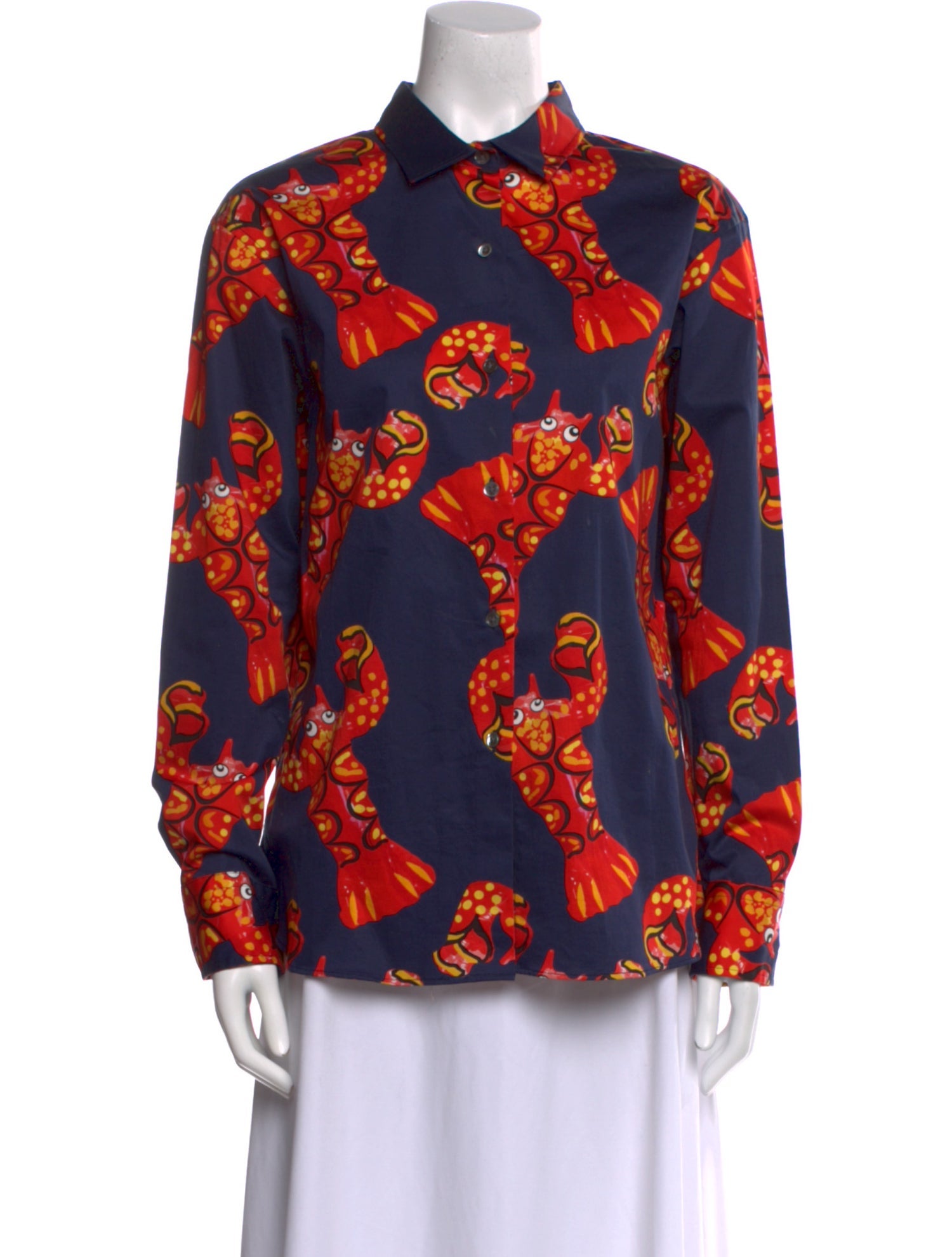 Libertine Floral Print Long Sleeve Button-Up Top