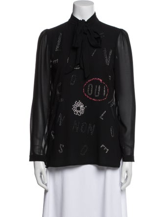 Libertine Printed Mock Neck Button-Up Top