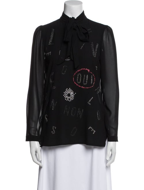 Libertine Printed Mock Neck Button-Up Top