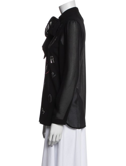 Libertine Printed Mock Neck Button-Up Top