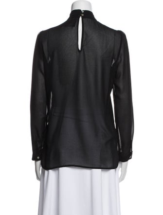 Libertine Printed Mock Neck Button-Up Top