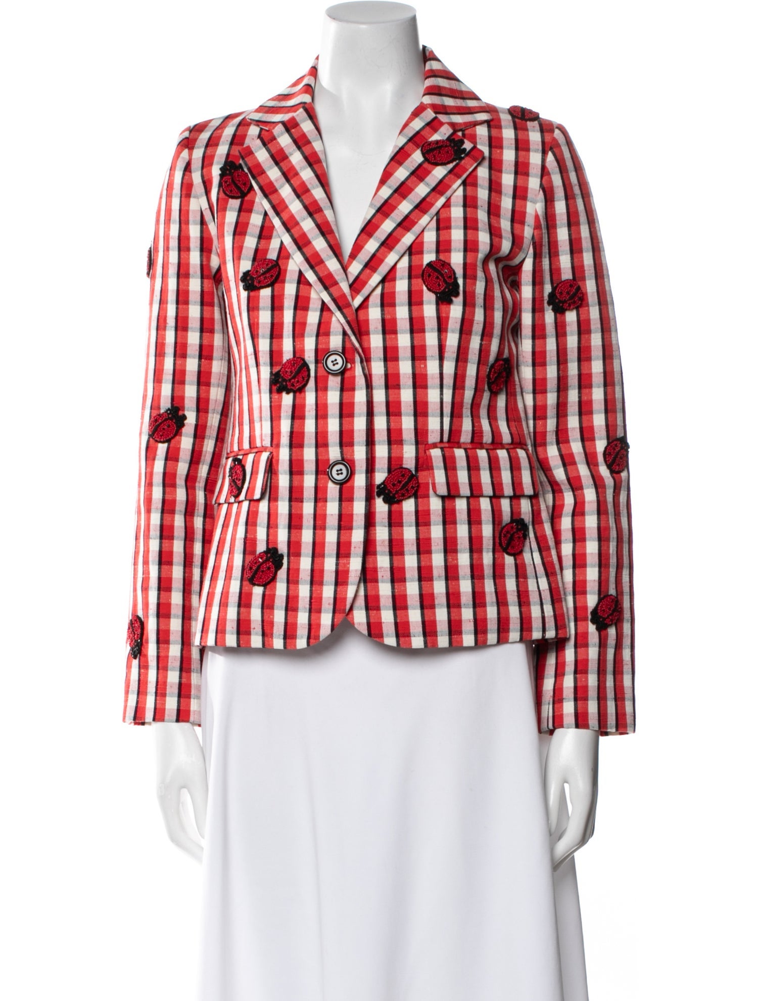 Libertine Linen Plaid Print Blazer