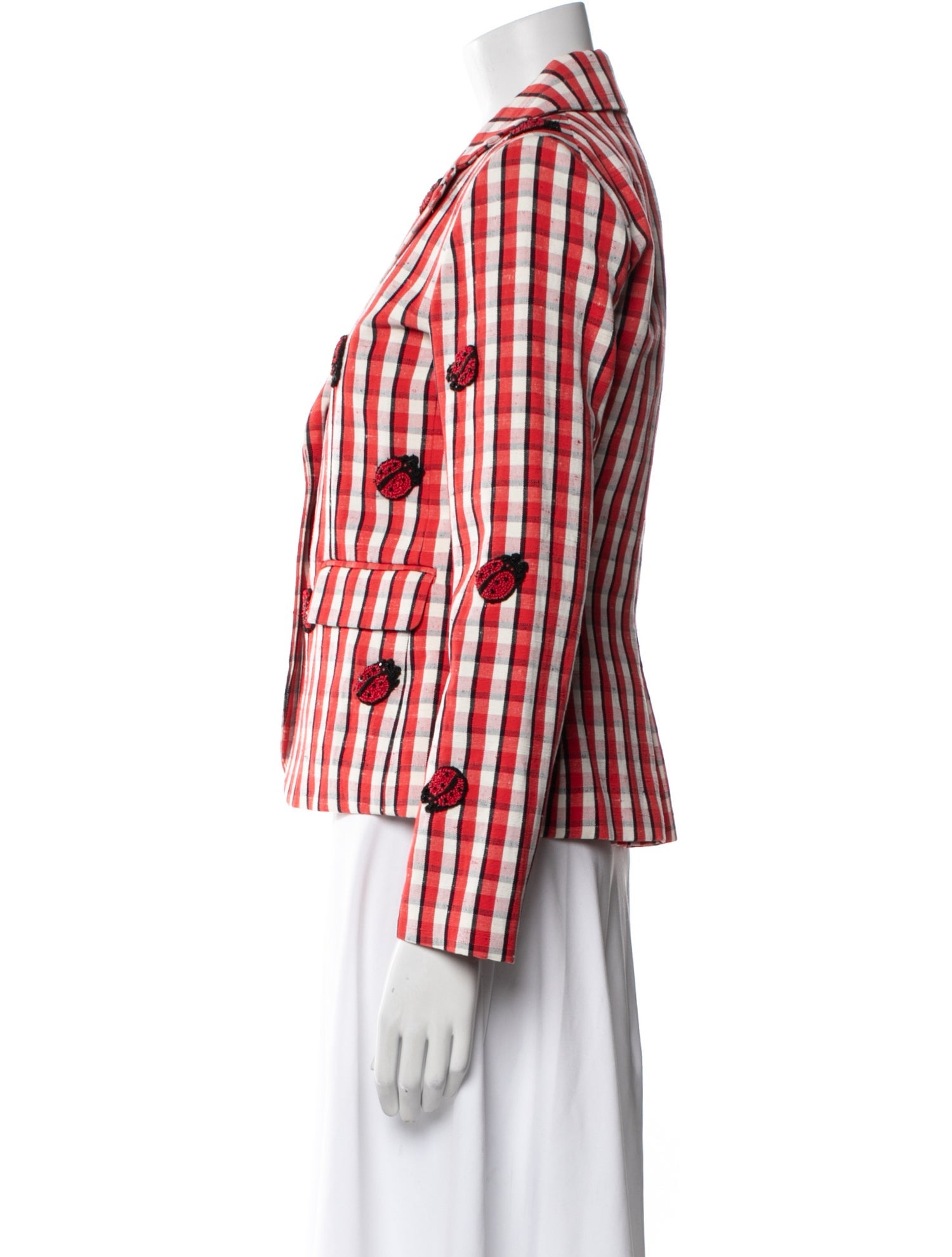 Libertine Linen Plaid Print Blazer