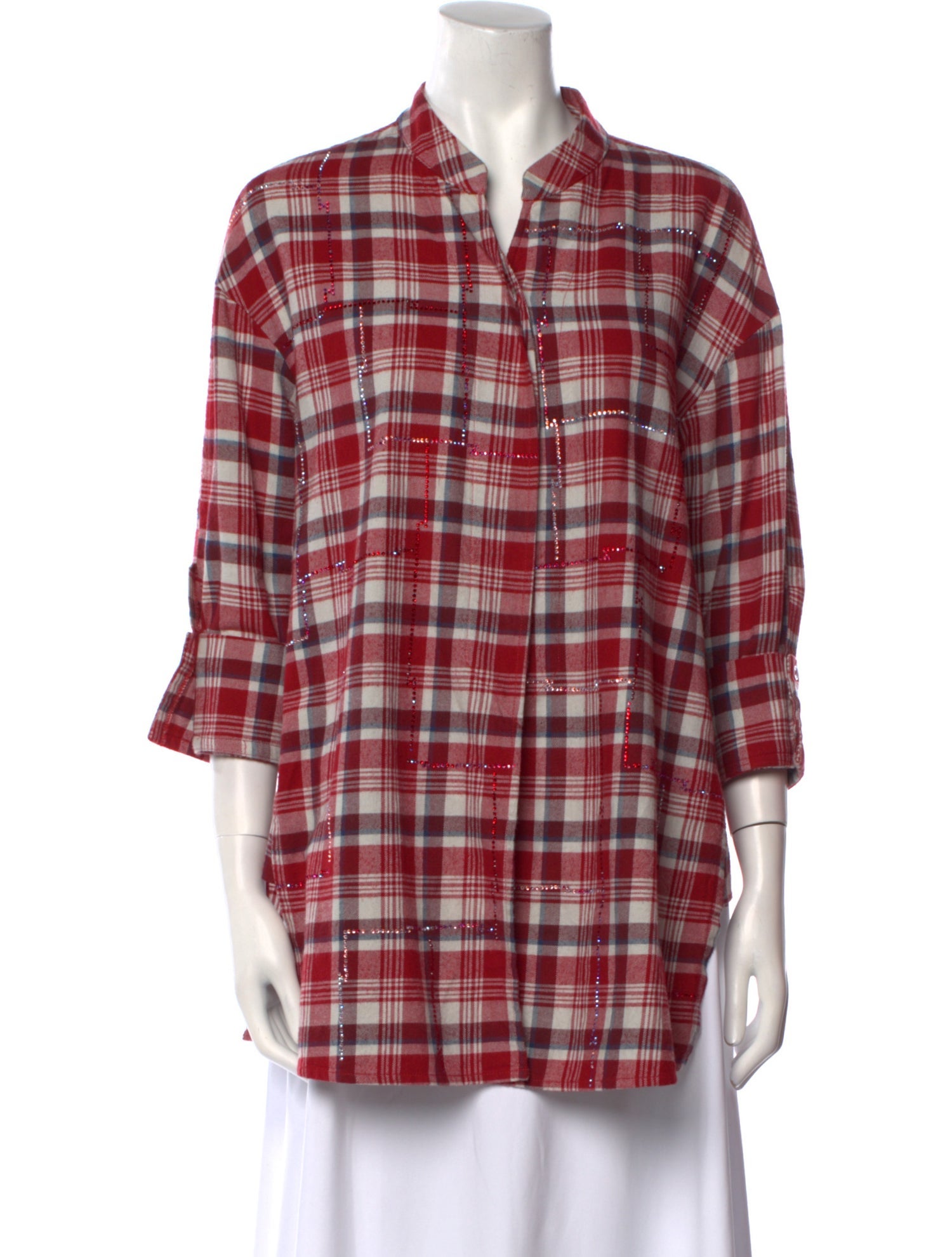 Libertine Plaid Print V-Neck Tunic