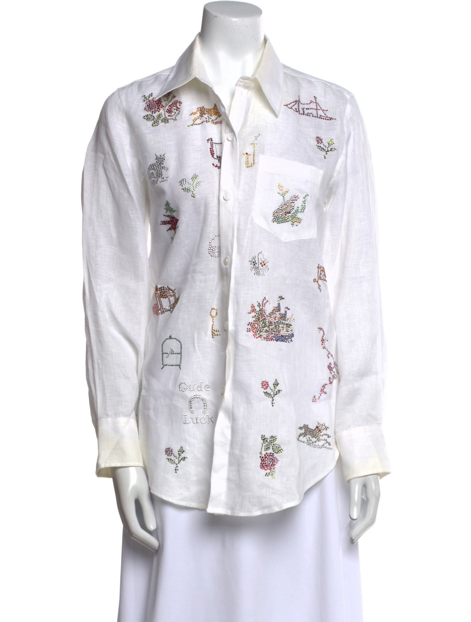 Libertine Linen Patterned Button-Up Top