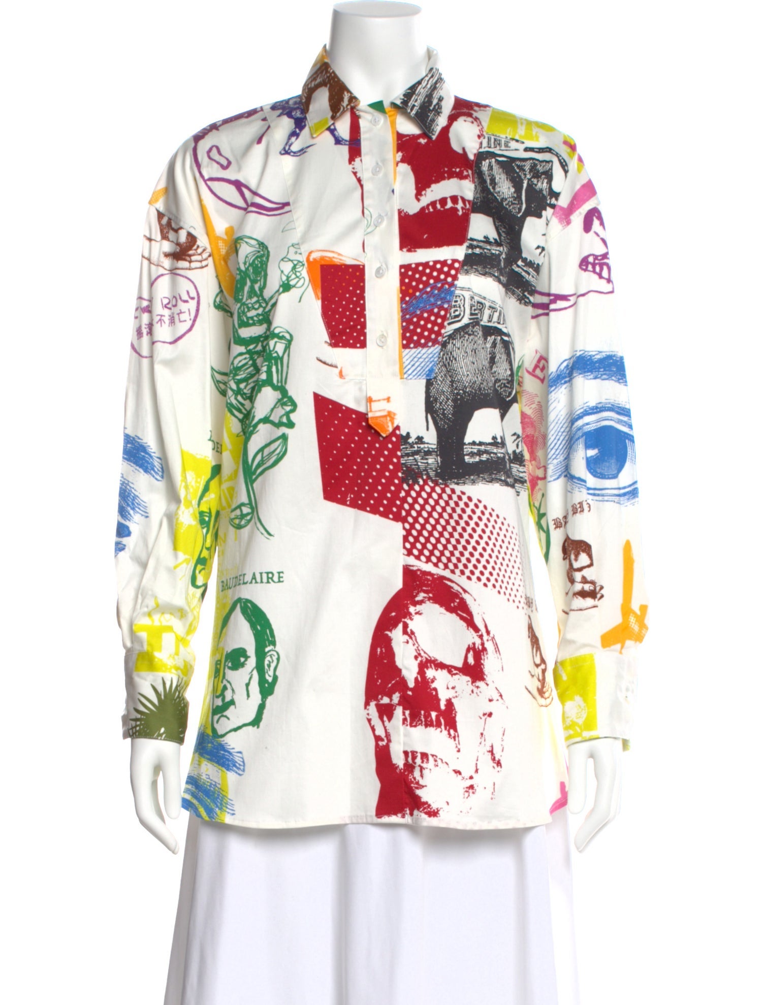 Libertine Graphic Print Long Sleeve Button-Up Top