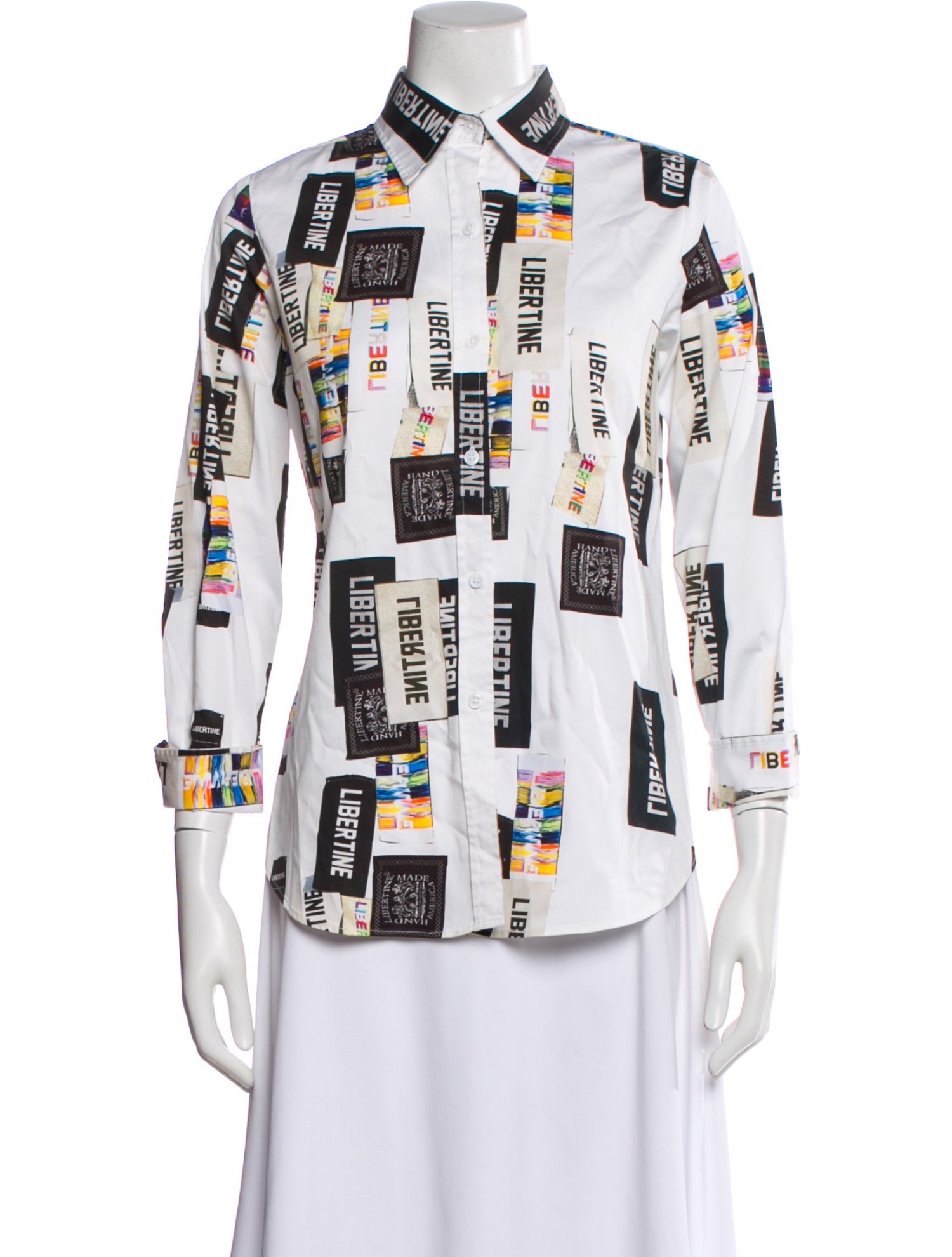 Libertine Graphic Print Long Sleeve Button-Up Top