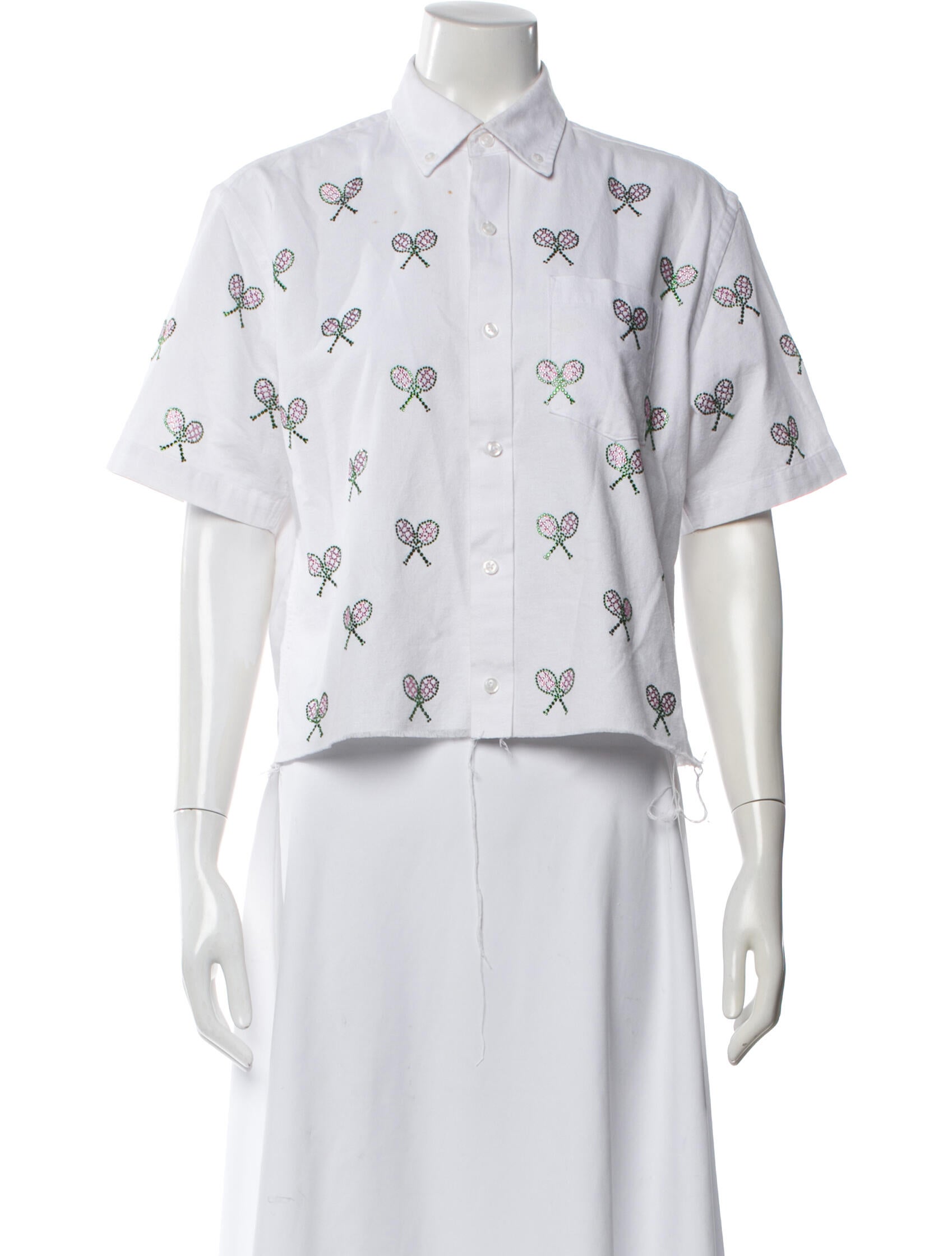 Libertine Graphic Print Short Sleeve Button-Up Top