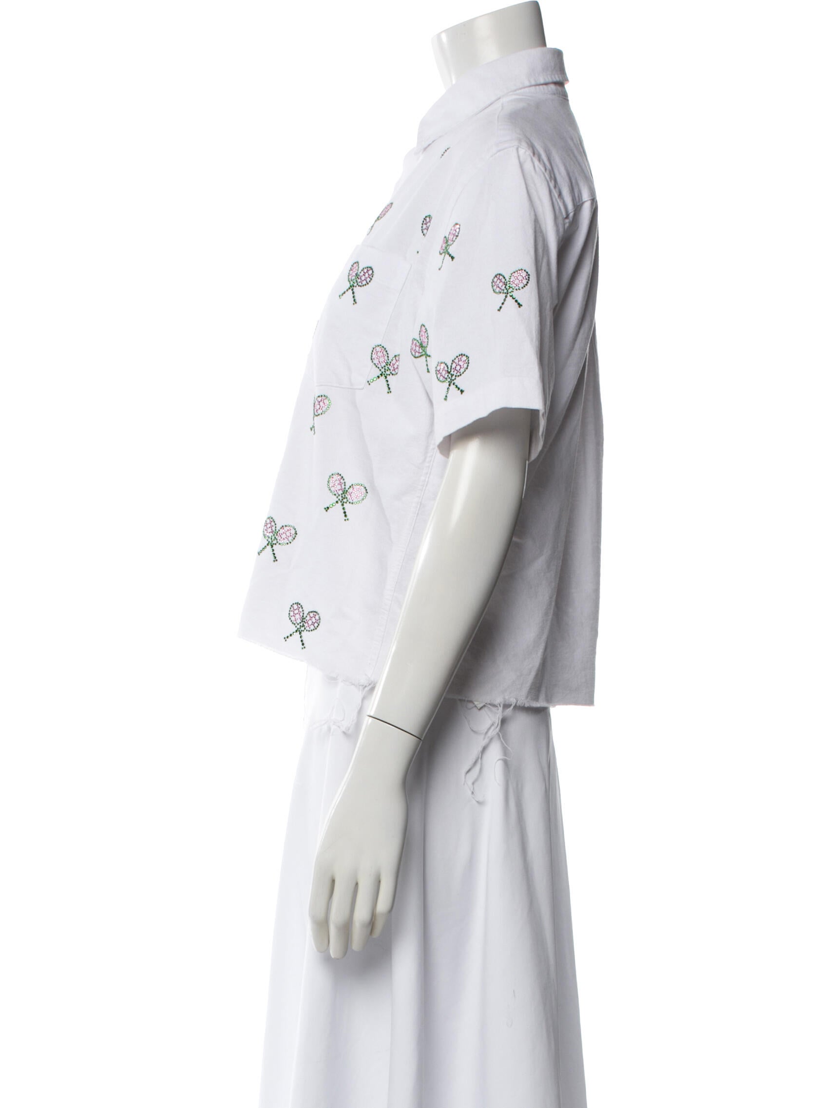 Libertine Graphic Print Short Sleeve Button-Up Top