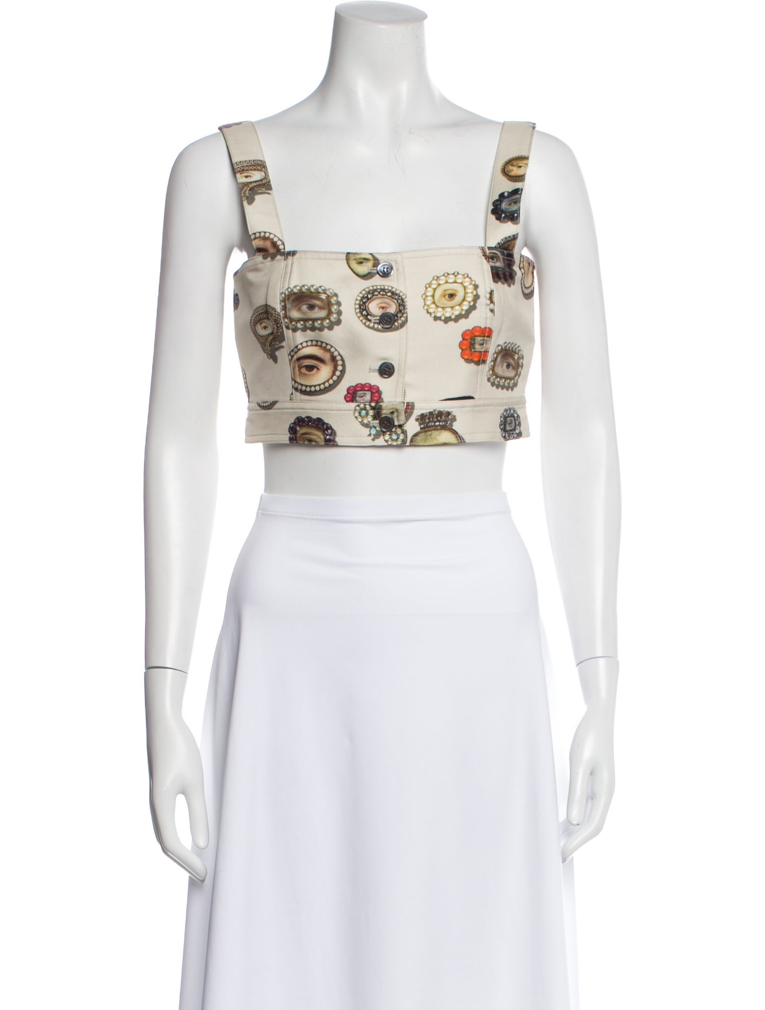 Libertine Silk Graphic Print Crop Top