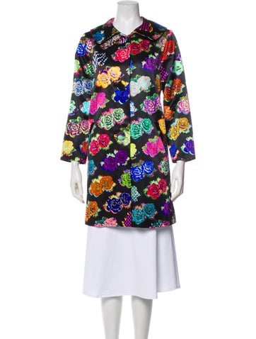 Pre-owned Libertine Floral Print Trench Coat In Black