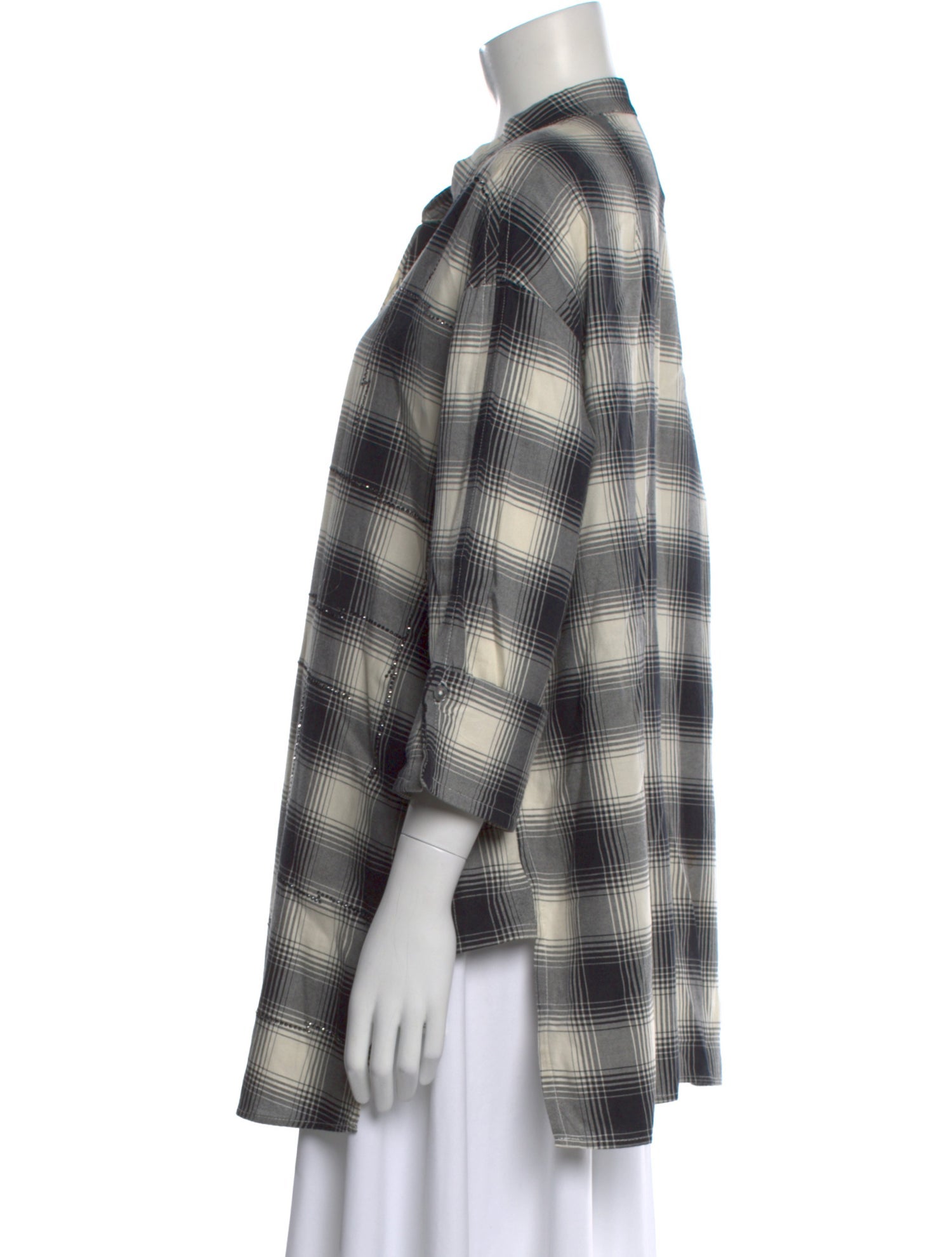 Libertine Plaid Print Three-Quarter Sleeve Top