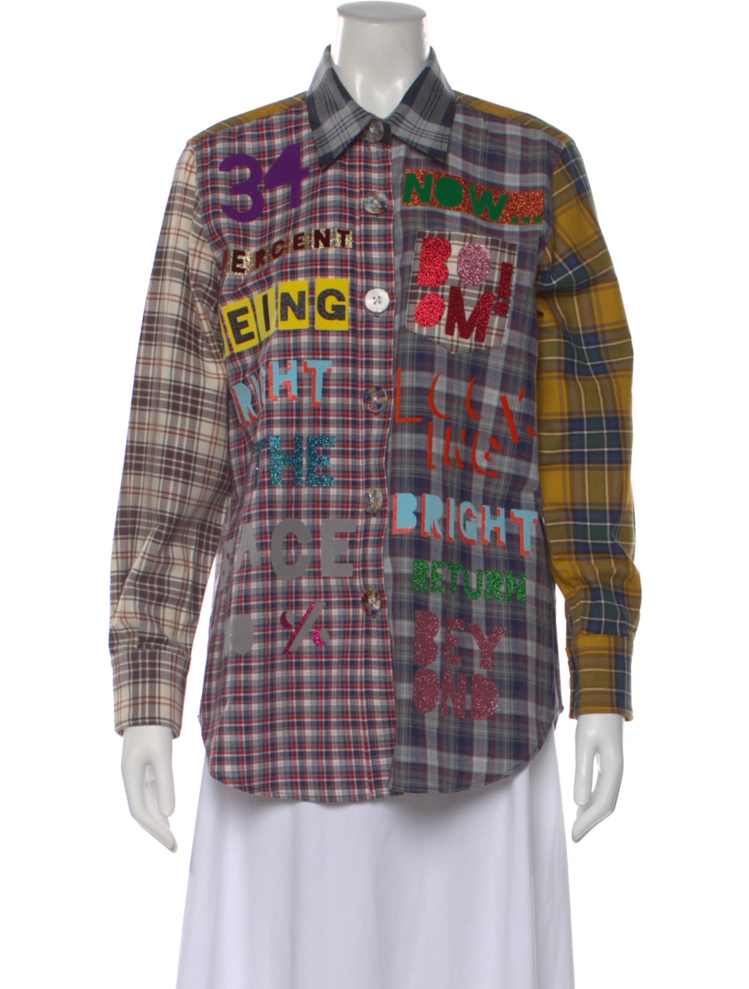 Libertine Graphic Print Long Sleeve Button-Up Top