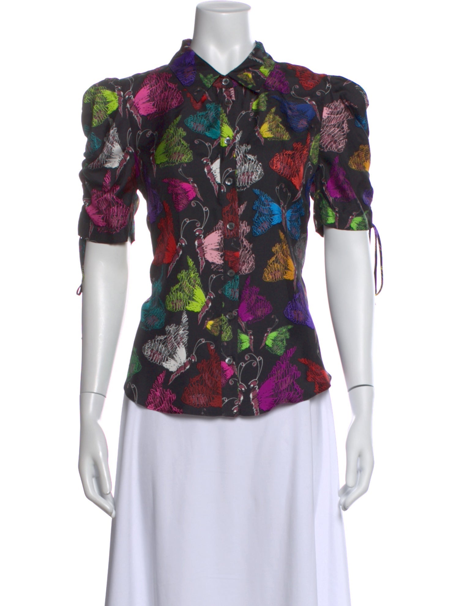 Libertine Silk Floral Print Button-Up Top
