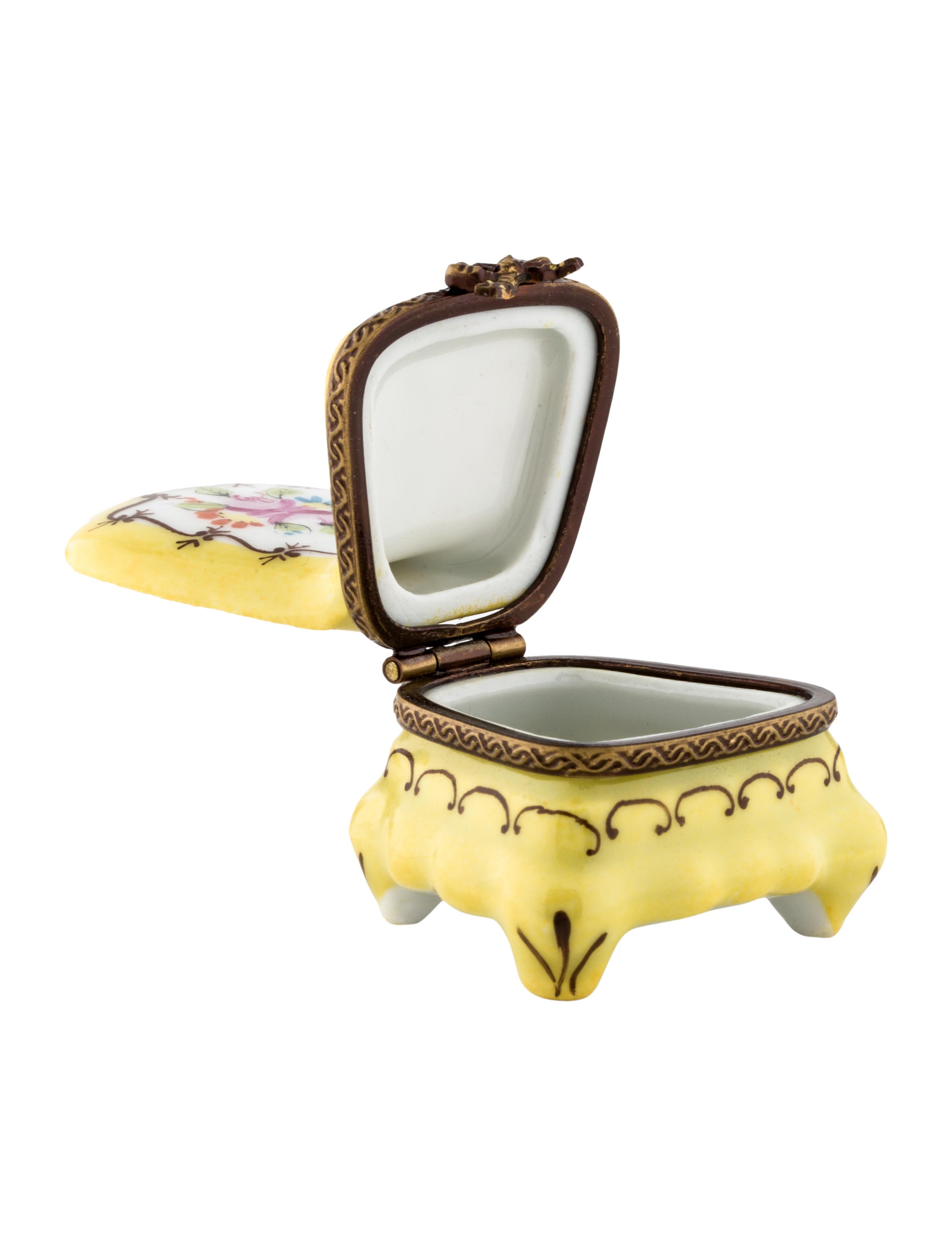 Limoges HandPainted Porcelain Box Yellow Decorative Accents, Decor & Accessories LIM20660