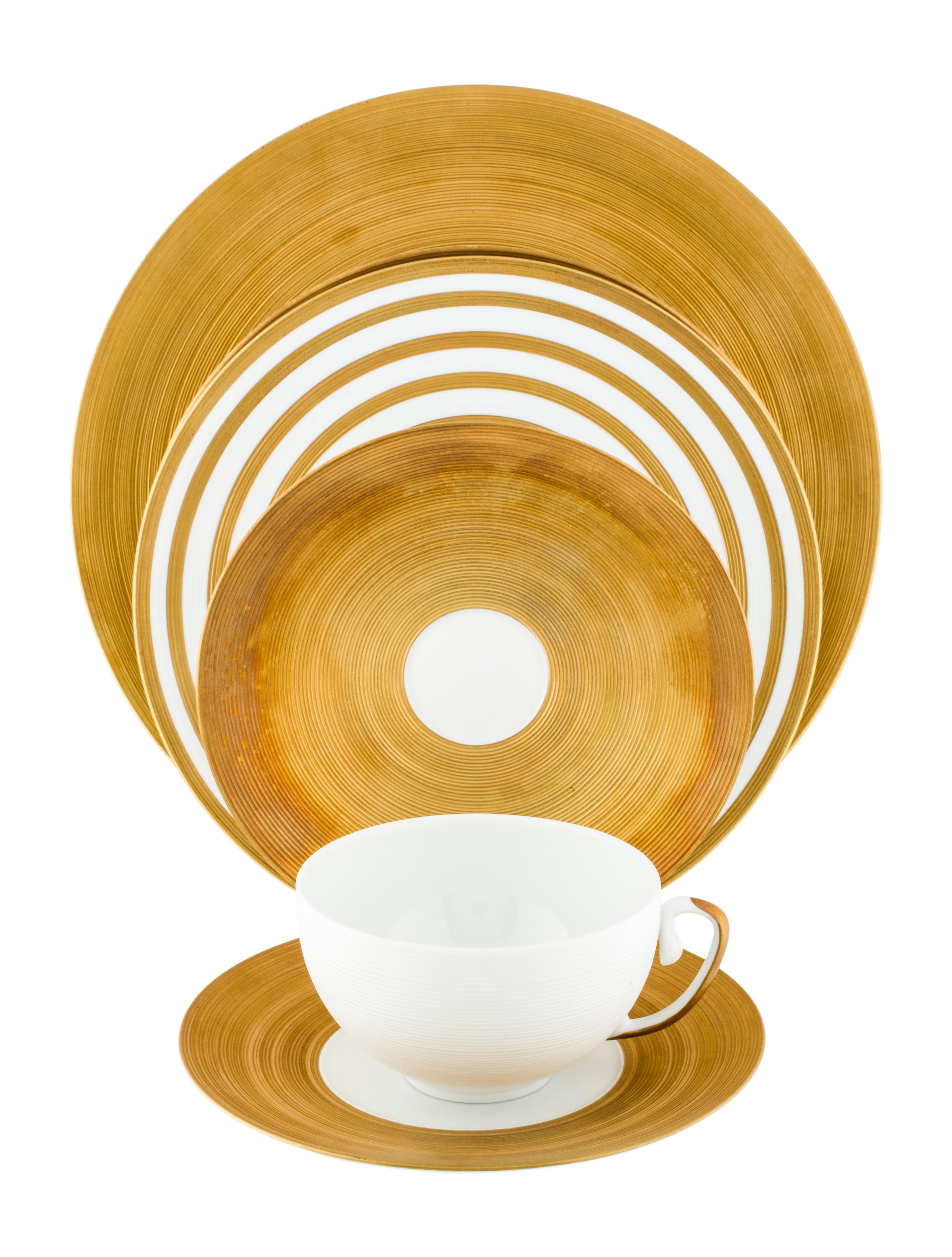 Limoges 48-Piece J.L Coquet Hemisphere Set - Gold Dinnerware