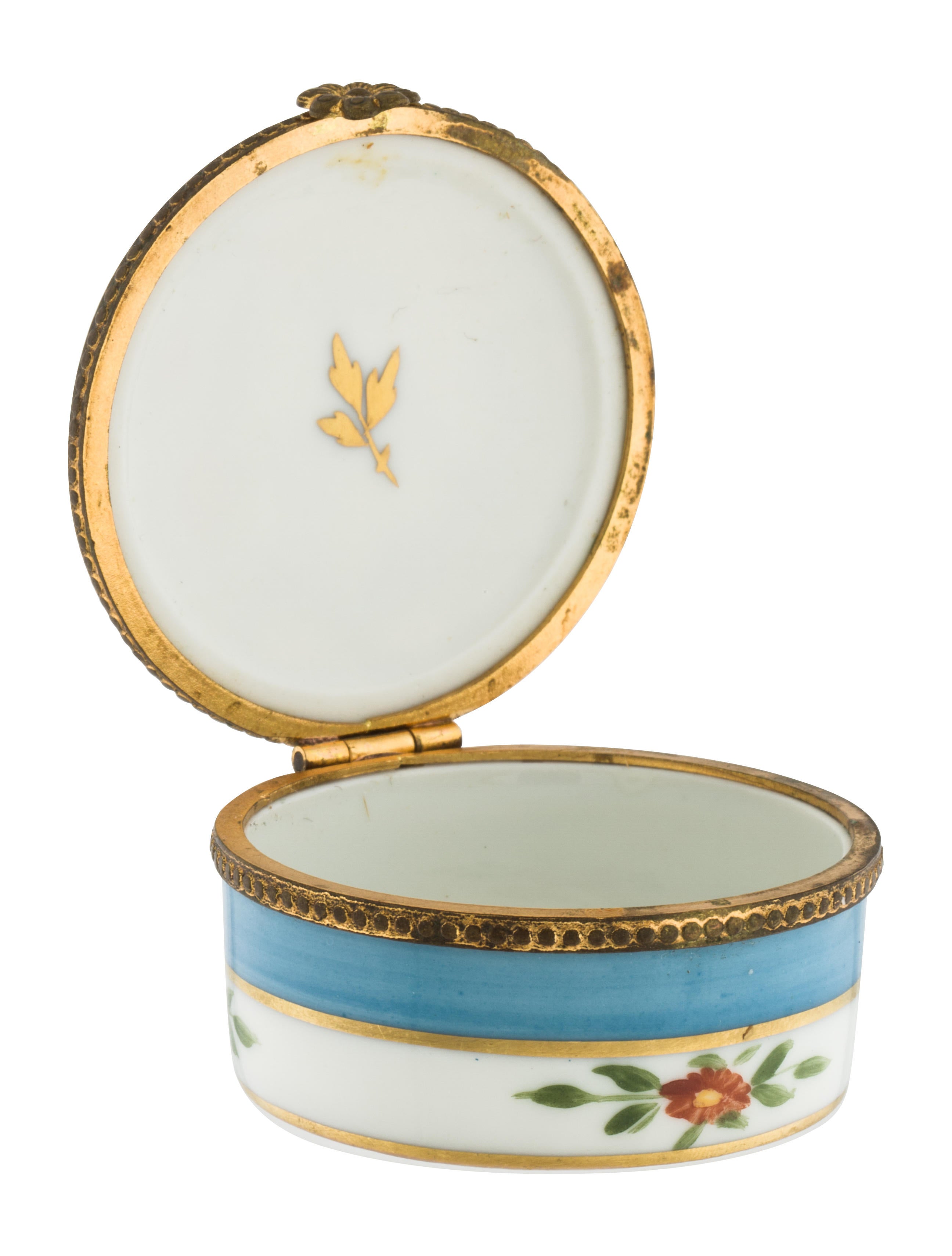 Limoges Porcelain Floral Box Blue Decorative Accents, Decor