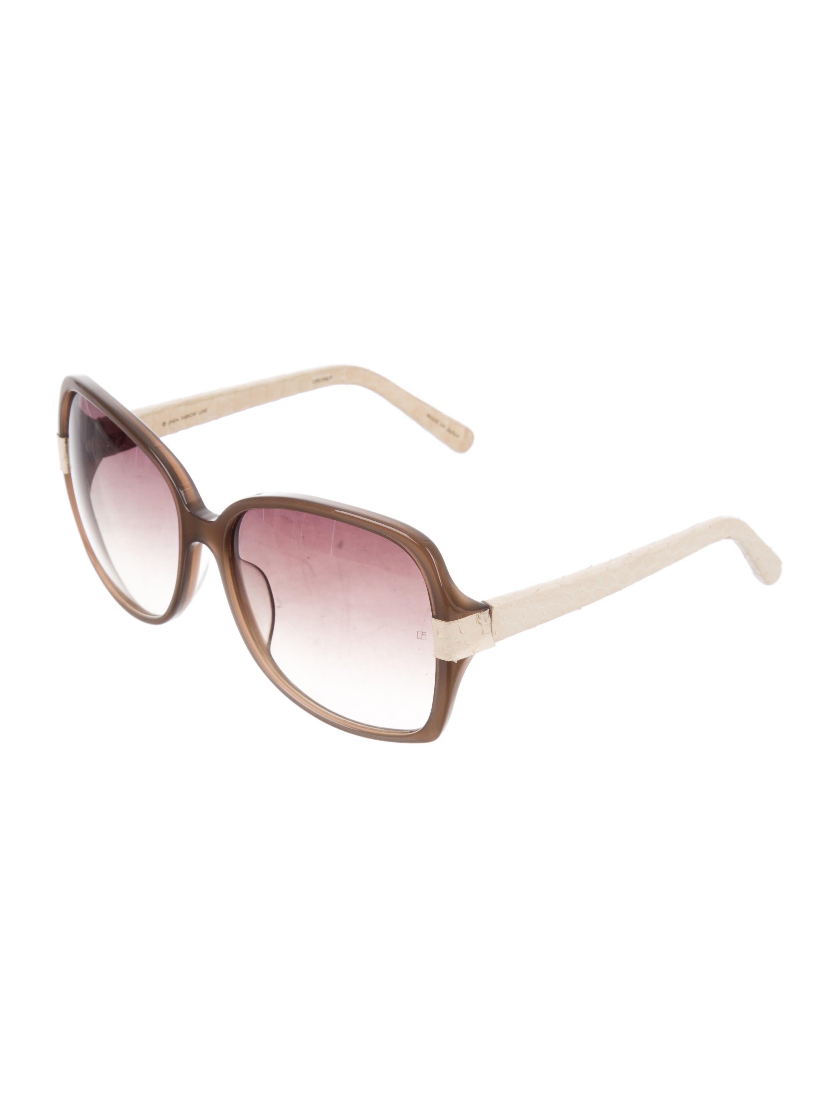 linda farrow luxe snakeskin-accented oversize sunglasses
