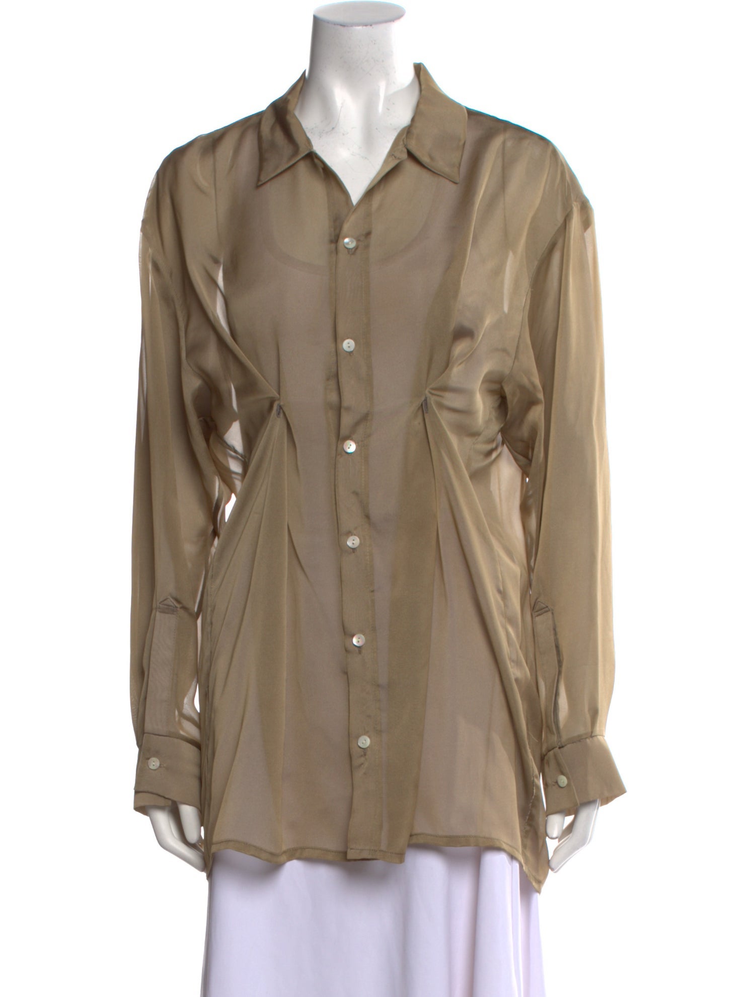 Linder Silk Long Sleeve Button-Up Top