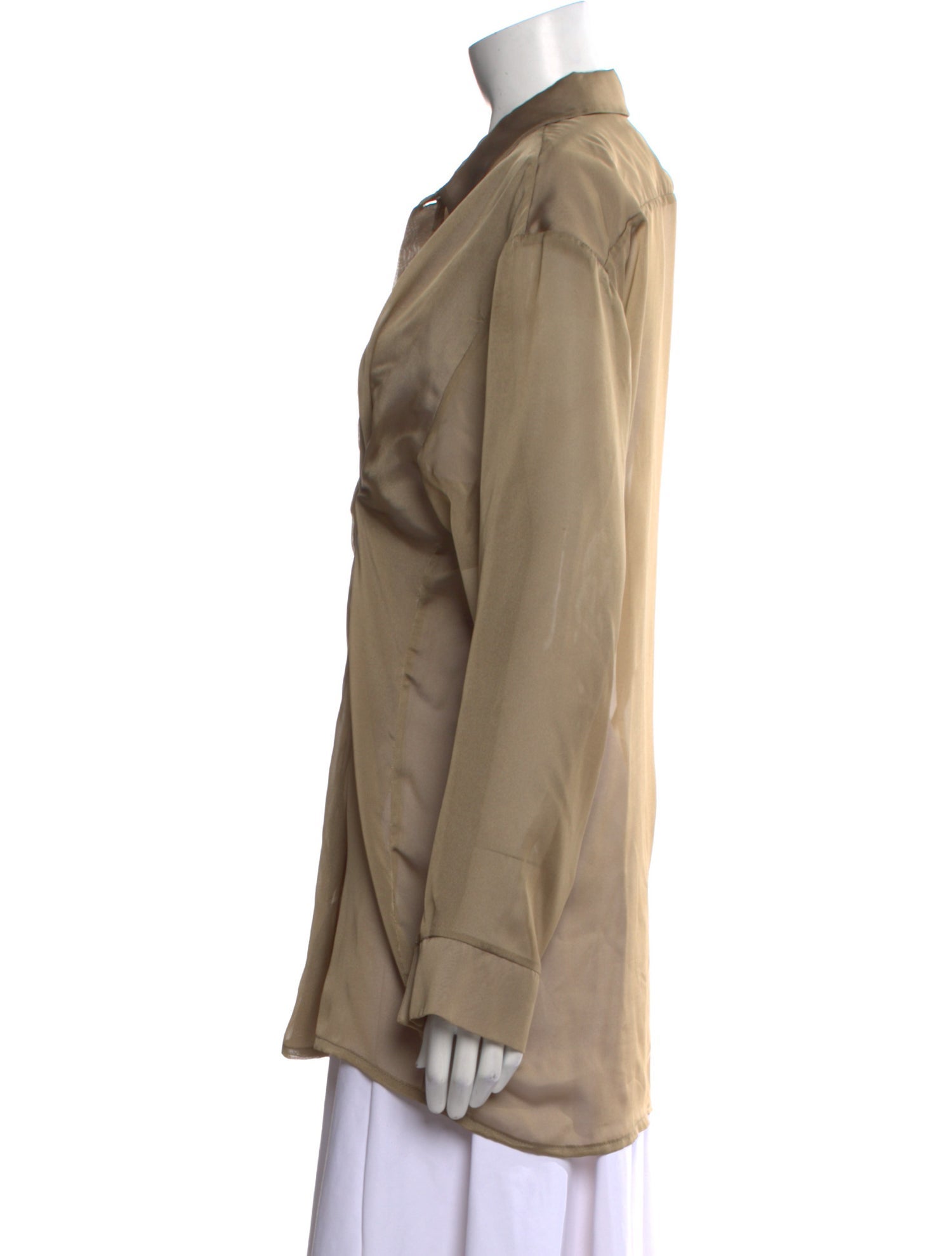 Linder Silk Long Sleeve Button-Up Top