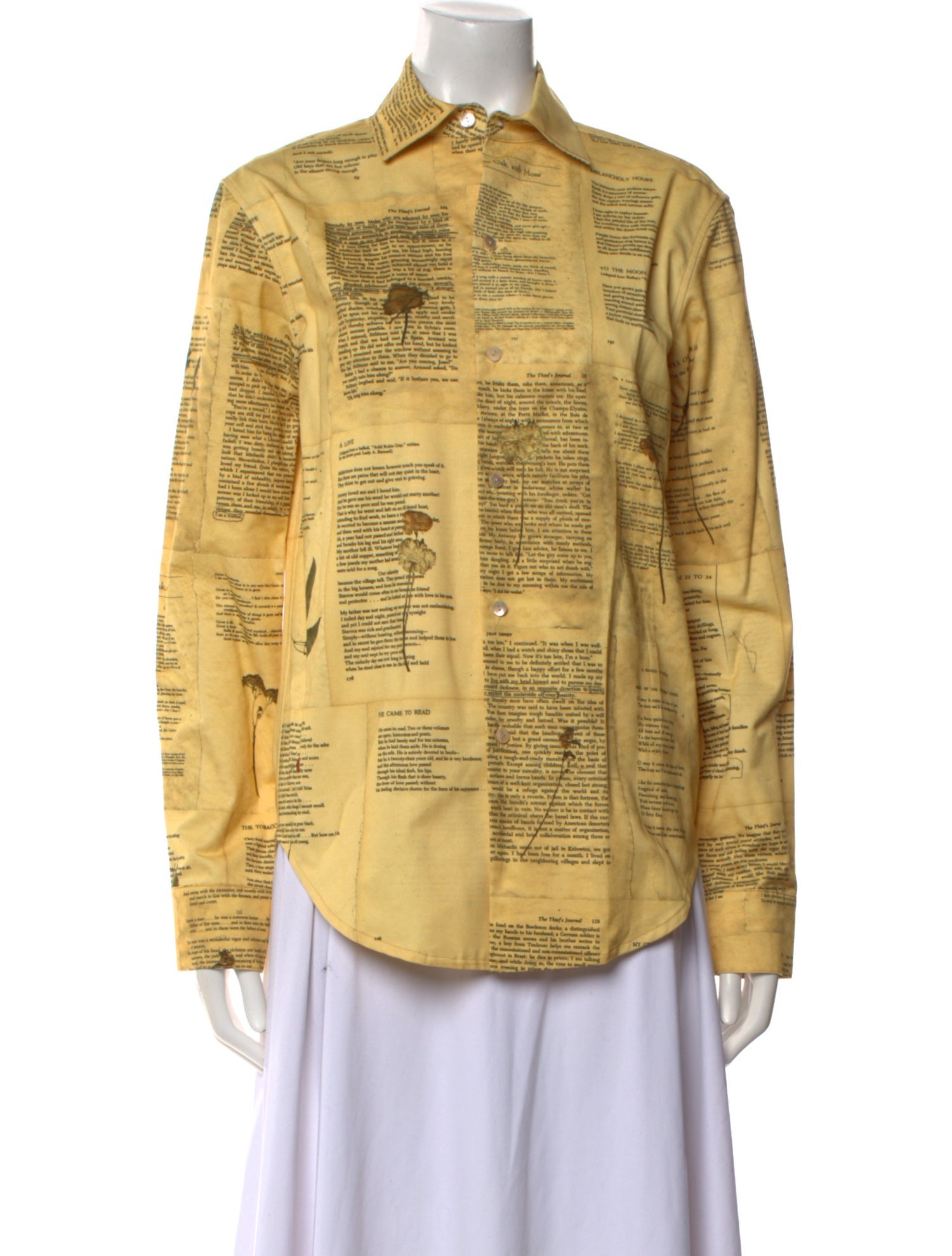 Linder Printed Long Sleeve Button-Up Top