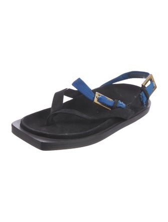 Linder Suede Colorblock Pattern Slingback Sandals