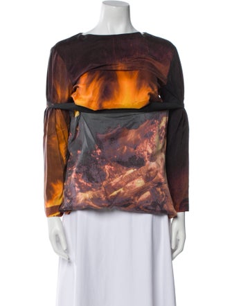 Linder Printed Bateau Neckline Blouse