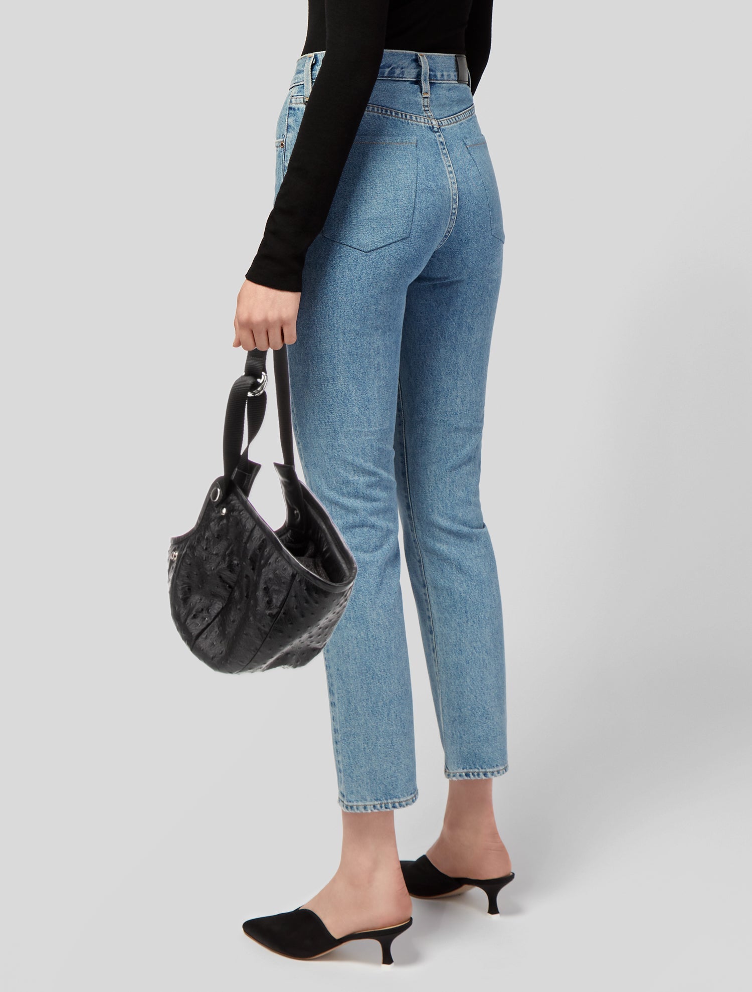 Linder Ostrich Bucket Bag