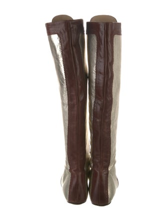 Linder Leather Colorblock Pattern Lace-Up Boots