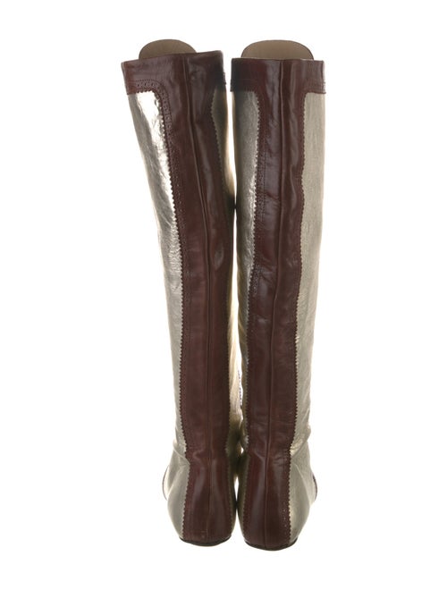 Linder Leather Colorblock Pattern Lace-Up Boots