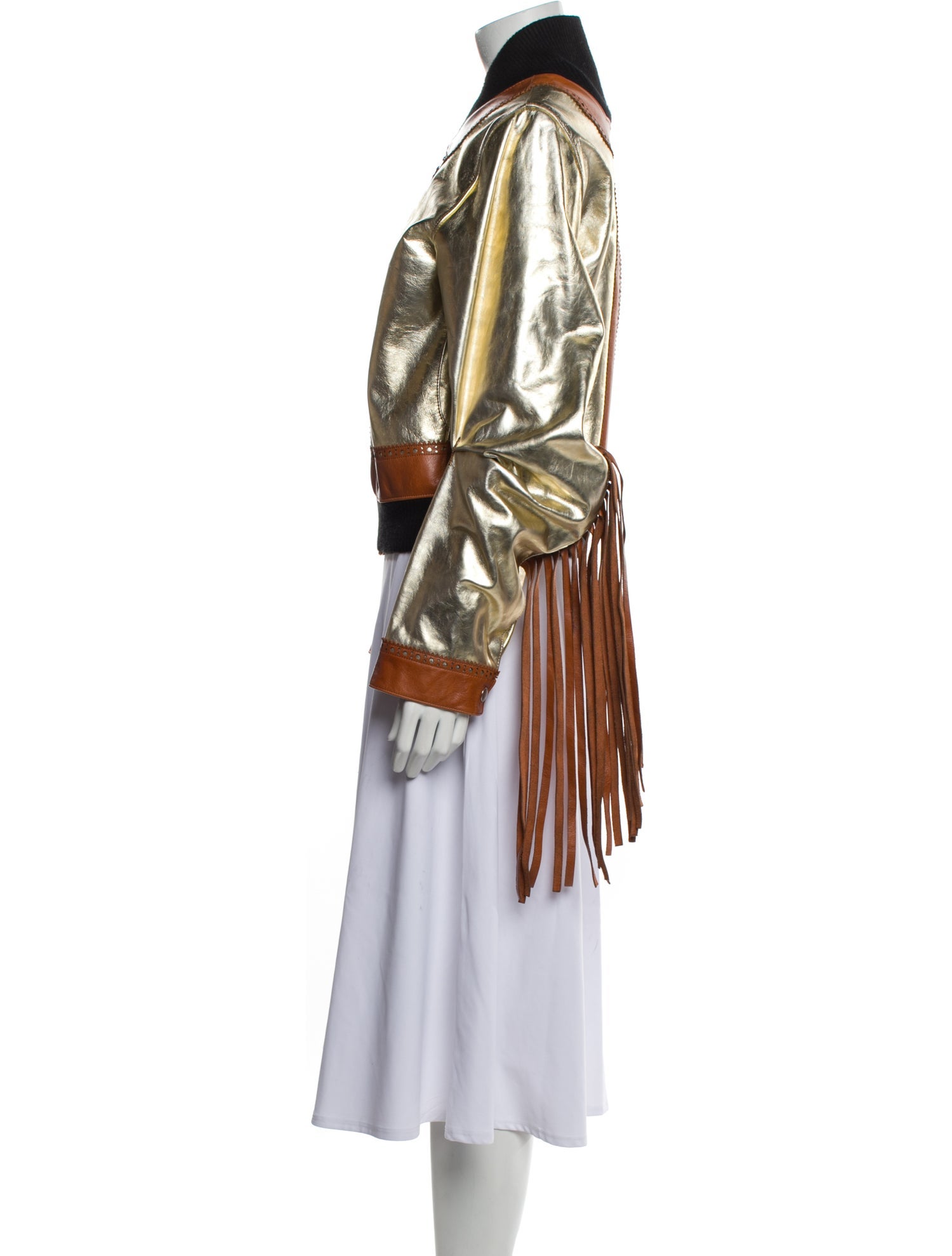 Linder Leather Colorblock Pattern Bomber Jacket