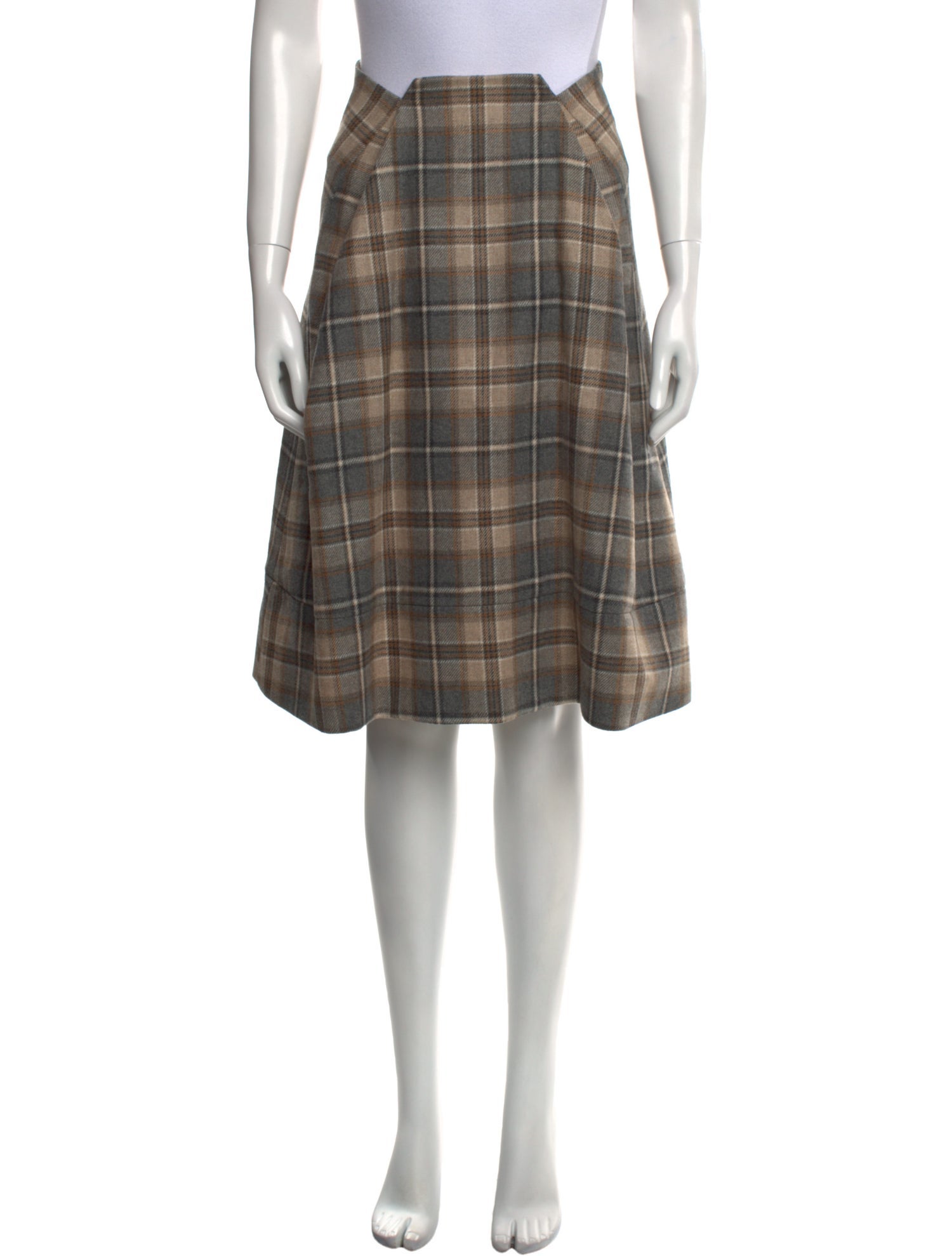 Linder Plaid Print Knee-Length Skirt