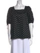 LAN JAENICKE Polka Dot Print Square Neckline Blouse