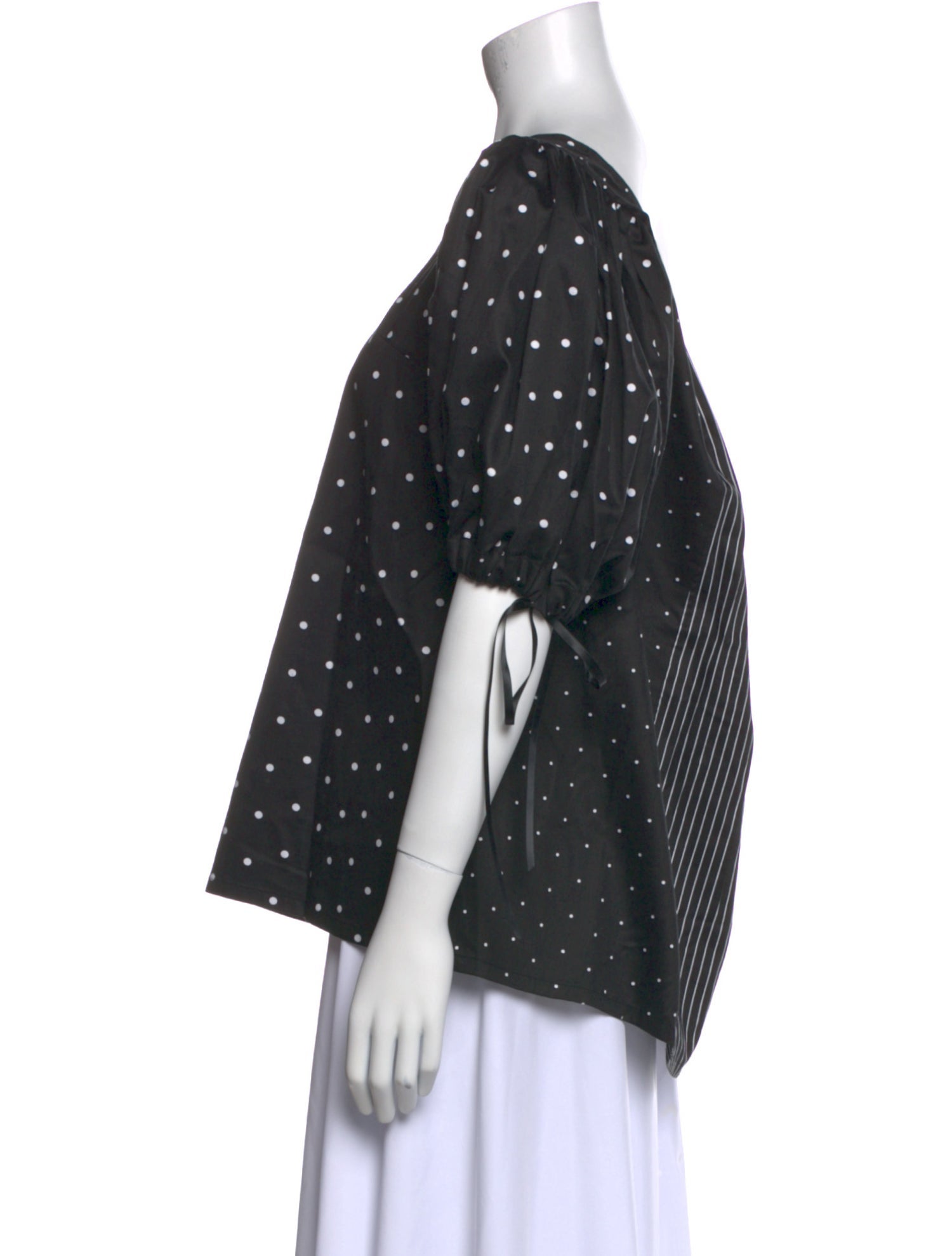 LAN JAENICKE Polka Dot Print Square Neckline Blouse