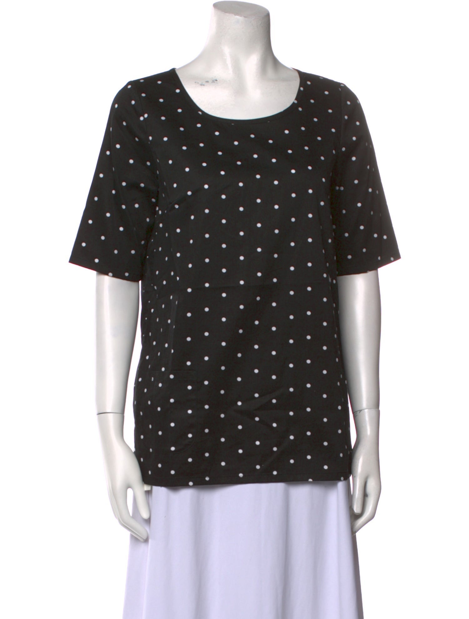 LAN JAENICKE Polka Dot Print Scoop Neck T-Shirt