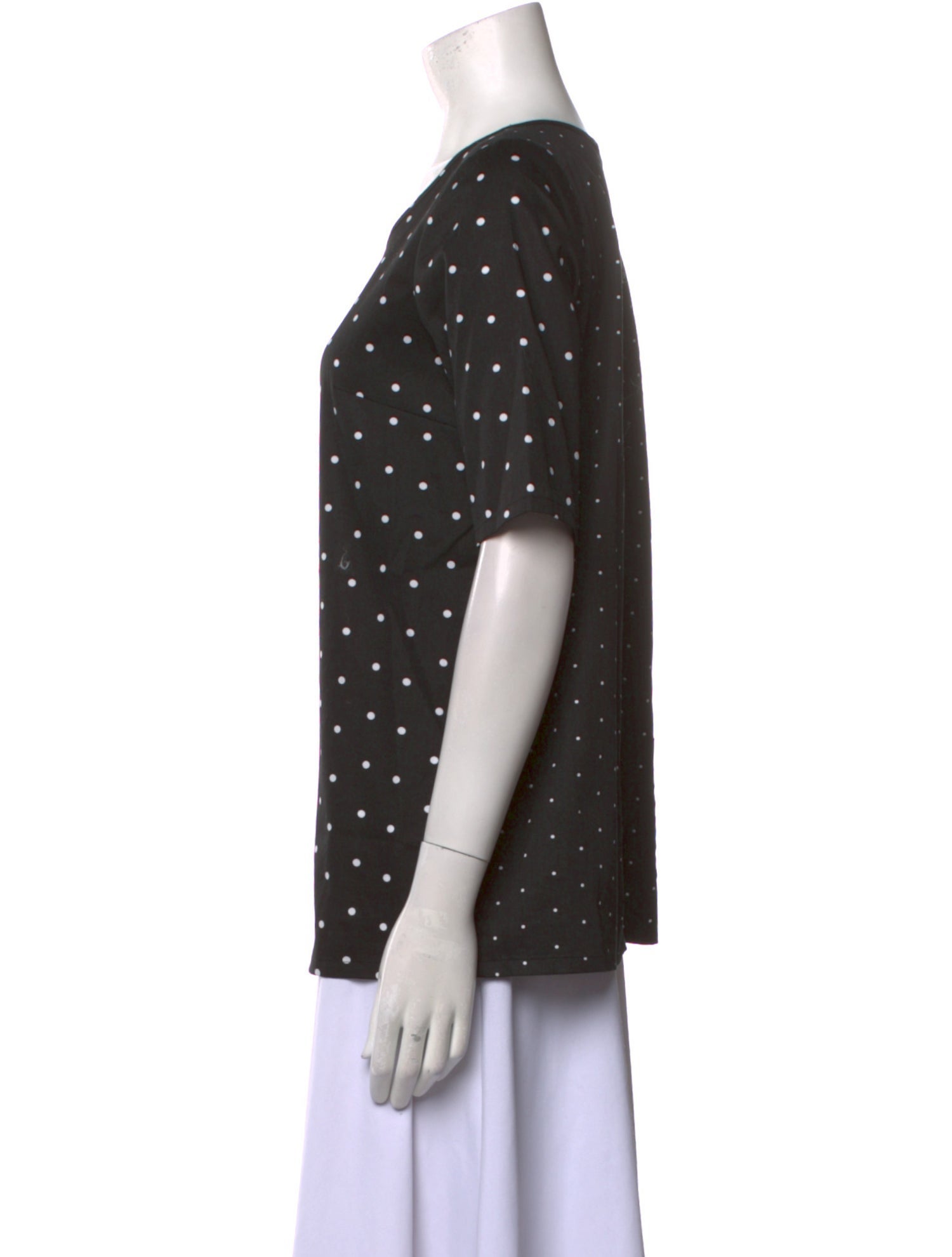 LAN JAENICKE Polka Dot Print Scoop Neck T-Shirt
