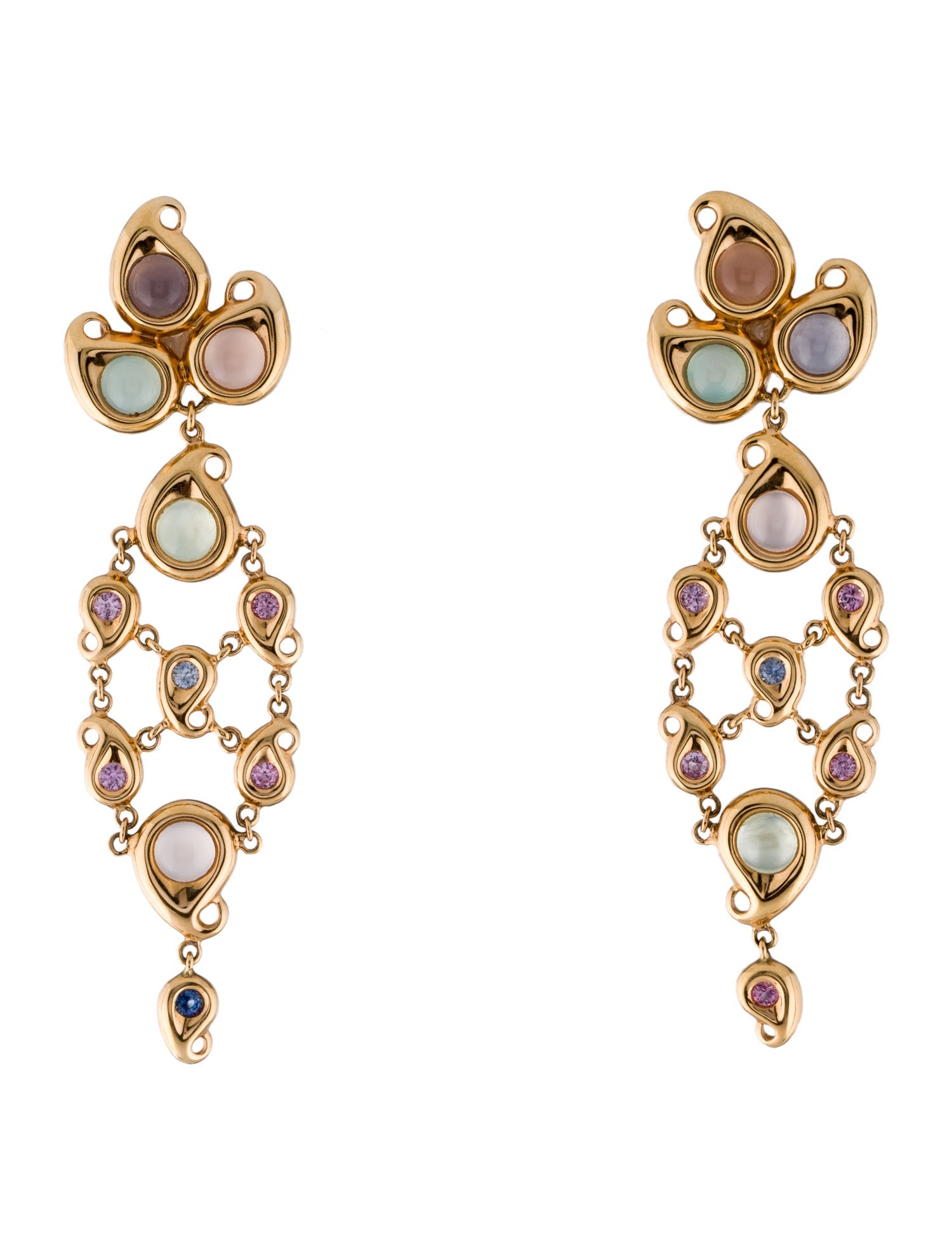Tamara Comolli 18K Sapphire, Chalcedony & Rose Quartz Chandelier Earrings