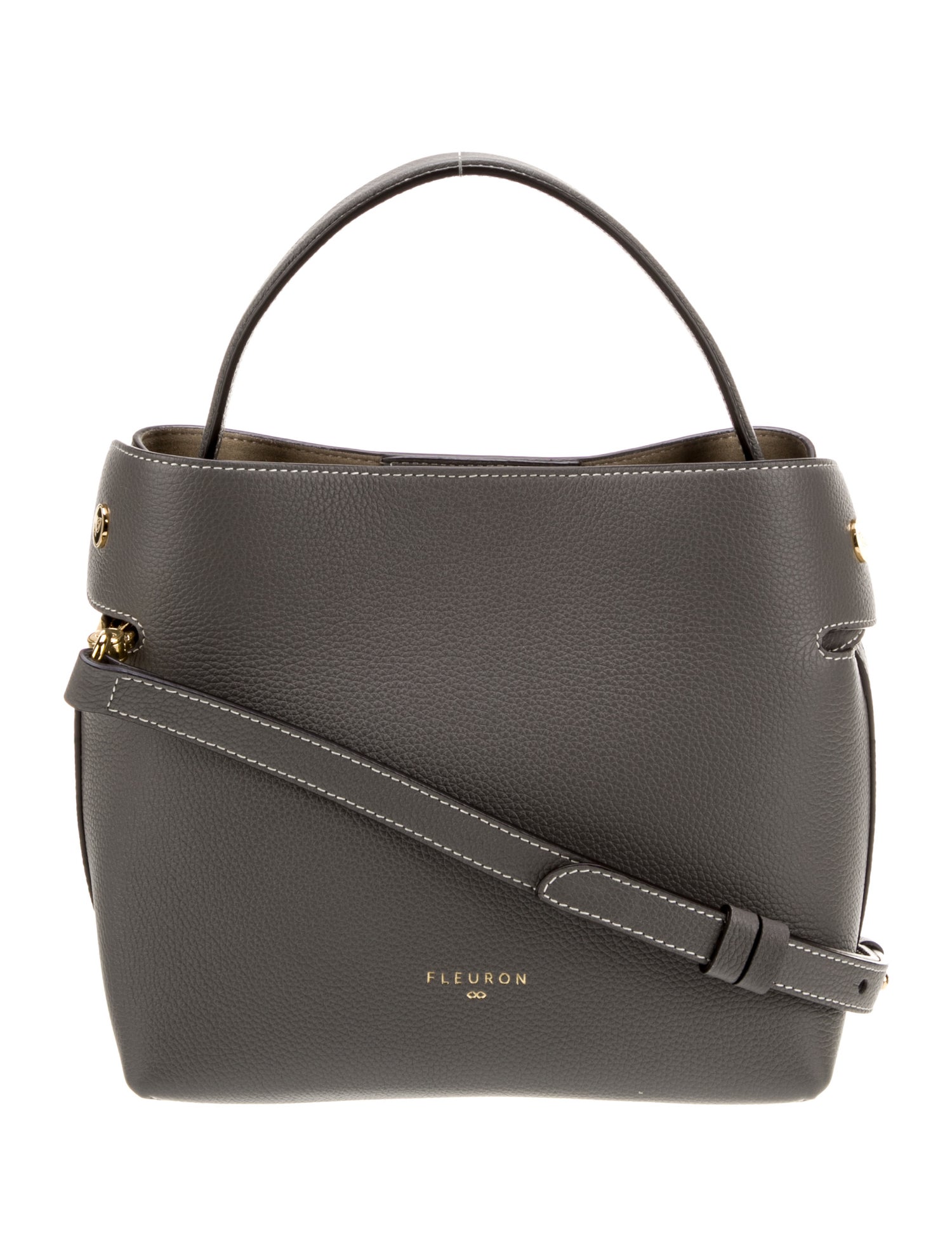Fleuron Leather Top Handle Bag