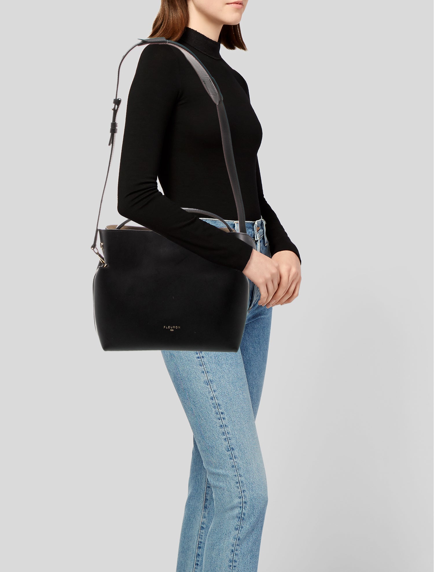 Fleuron Leather Top Handle Bag