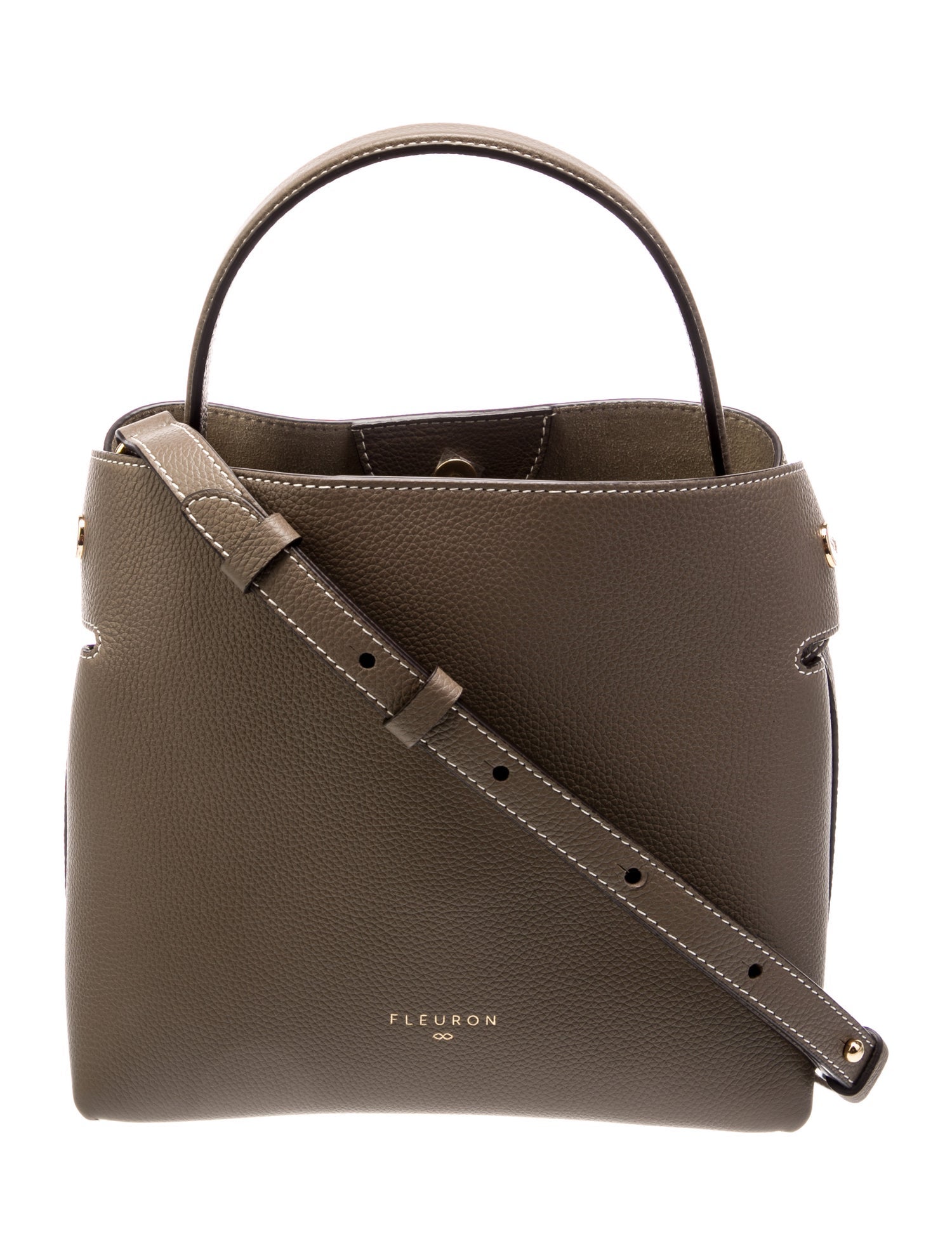 Fleuron Leather Top Handle Bag