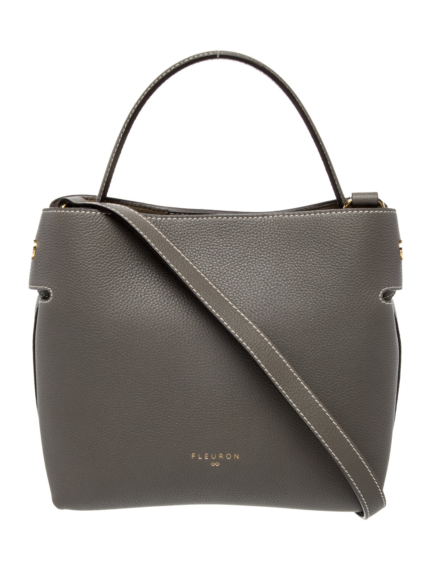 Fleuron Leather Top Handle Bag