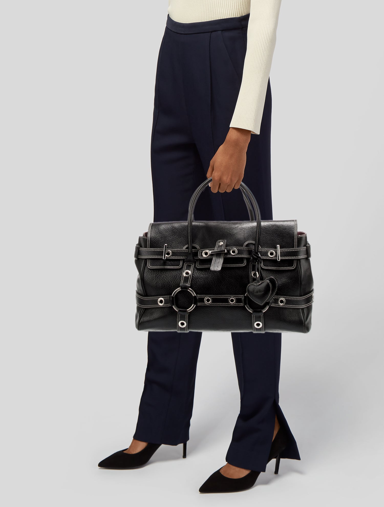 Luella ブラックレザー バッグ Luella Leather Top Handle Bag - Black Handle Bags, Handbags