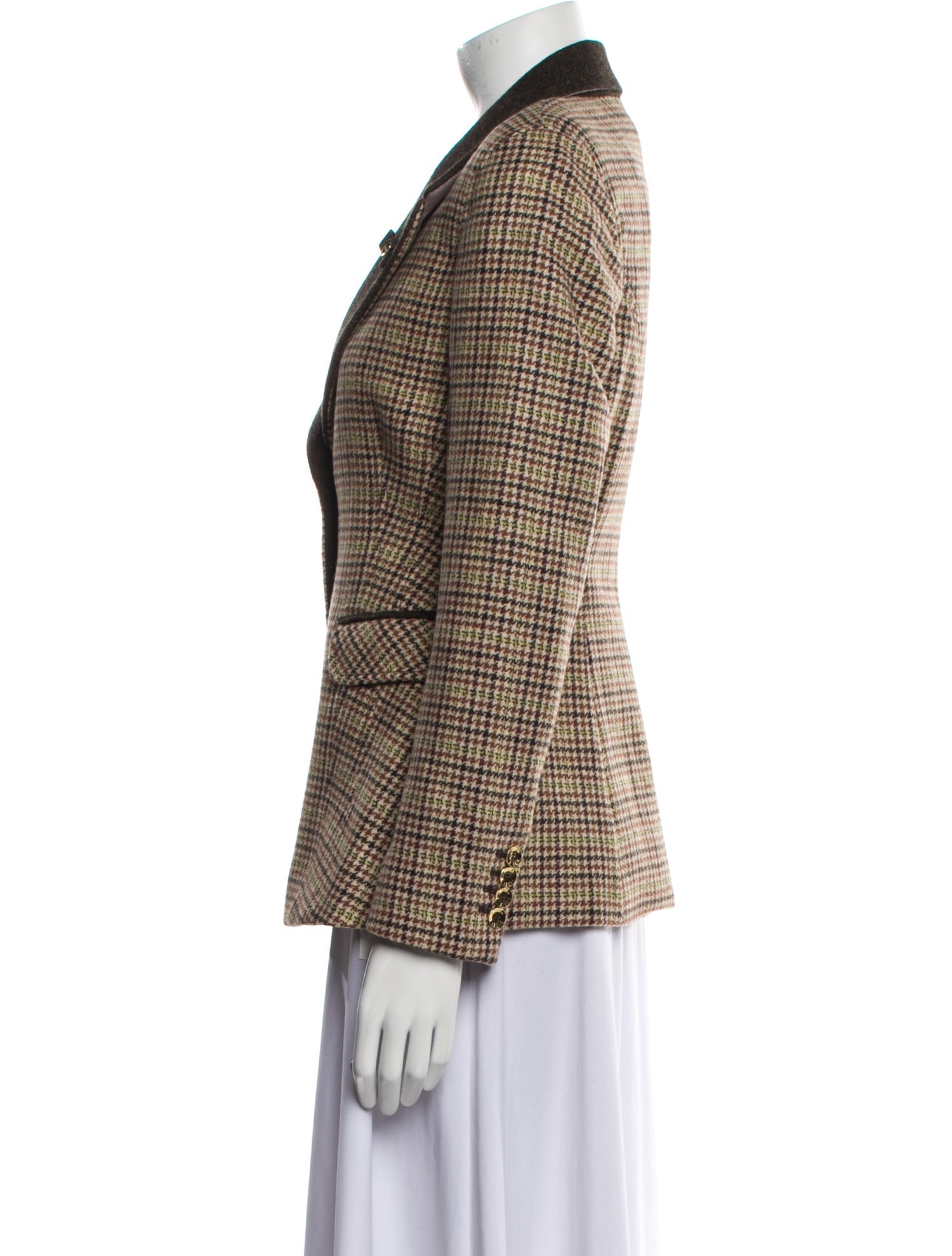 Luella Wool Plaid Print Blazer