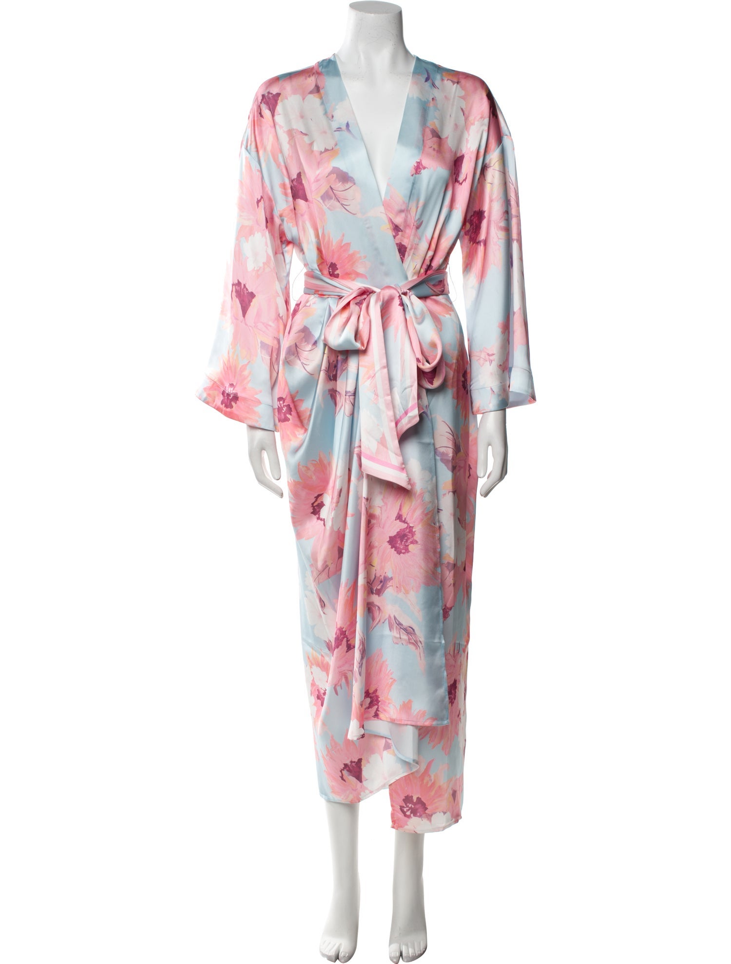 Leo Lin Floral Print Pleated Accents Robe w/ Tags